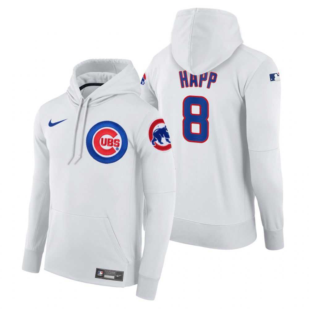 Men Chicago Cubs 8 Happ white home hoodie 2021 MLB Nike Jerseys